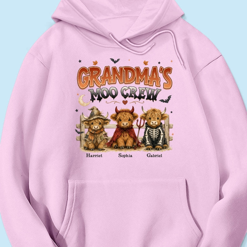 Grandma's Moo Crew Halloween Costume Highland Cows - Personalized Shirt - Halloween Gift For Grandma