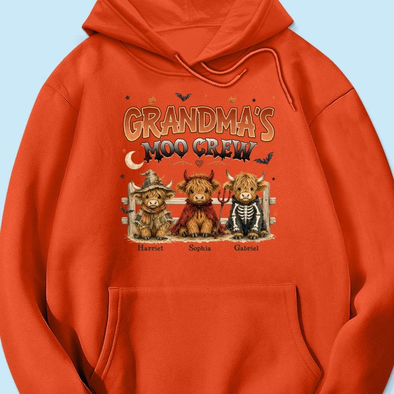 Grandma's Moo Crew Halloween Costume Highland Cows - Personalized Shirt - Halloween Gift For Grandma