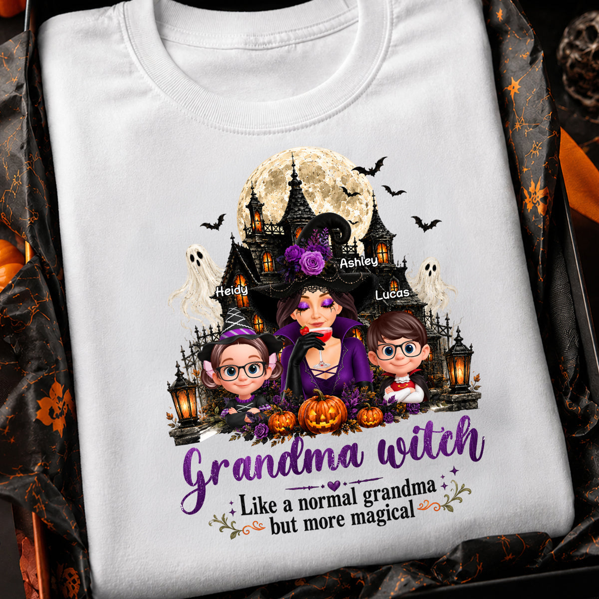 Grandma Witch More Magical - Personalized Shirt - Trendy Halloween Tee for Grandma