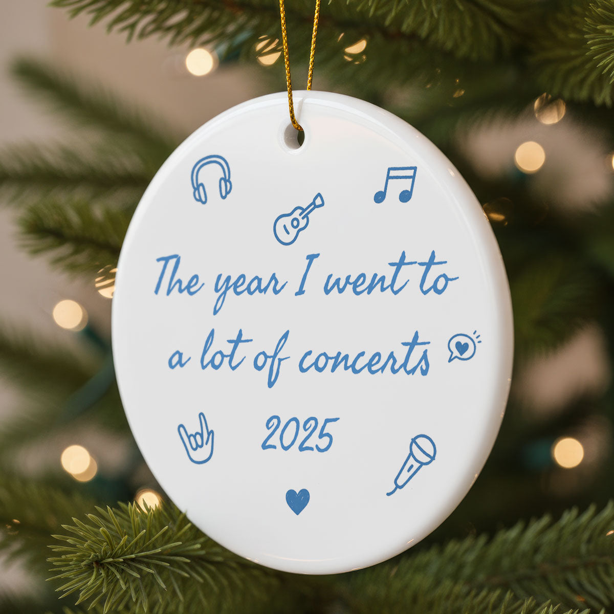 The Year I Went A Lot Of Concerts - Personalized Double Sided Ceramic Ornament - Christmas Gift For Music Lovers