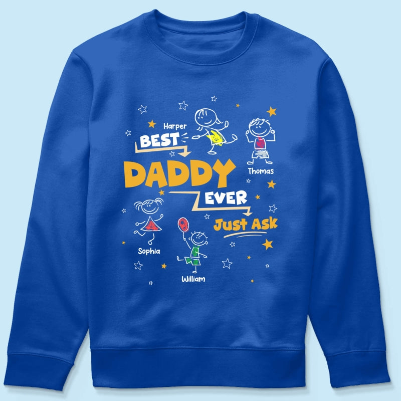 Best Dad Grandpa Ever Ask Cute Stick Kids - Personalized Shirt