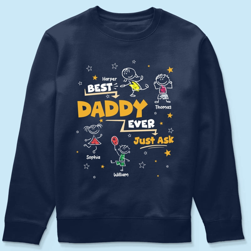Best Dad Grandpa Ever Ask Cute Stick Kids - Personalized Shirt