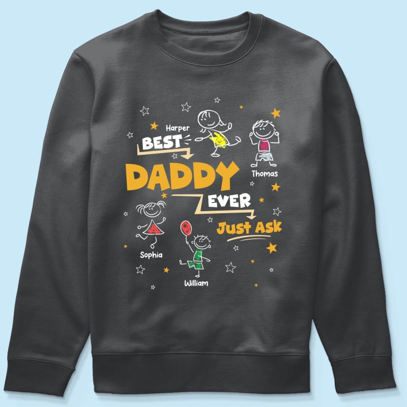 Best Dad Grandpa Ever Ask Cute Stick Kids - Personalized Shirt
