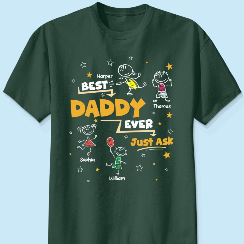 Best Dad Grandpa Ever Ask Cute Stick Kids - Personalized Shirt