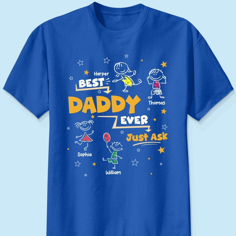 Best Dad Grandpa Ever Ask Cute Stick Kids - Personalized Shirt