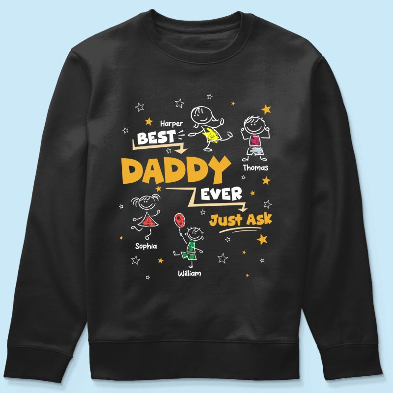 Best Dad Grandpa Ever Ask Cute Stick Kids - Personalized Shirt