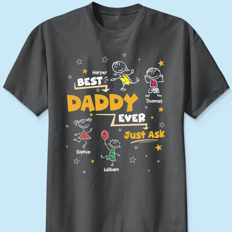 Best Dad Grandpa Ever Ask Cute Stick Kids - Personalized Shirt