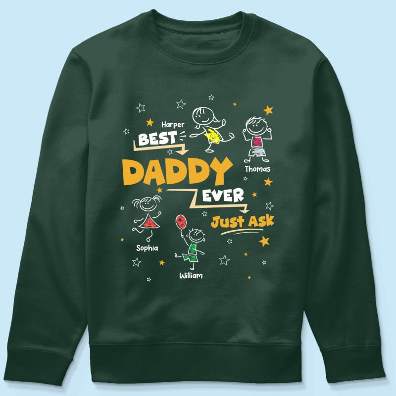 Best Dad Grandpa Ever Ask Cute Stick Kids - Personalized Shirt