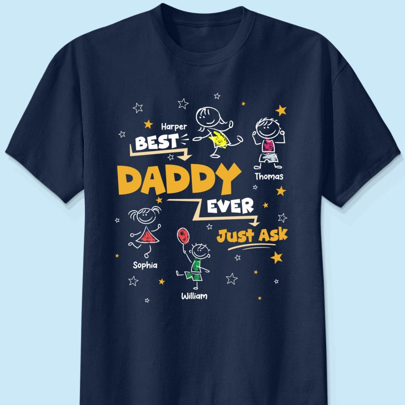 Best Dad Grandpa Ever Ask Cute Stick Kids - Personalized Shirt