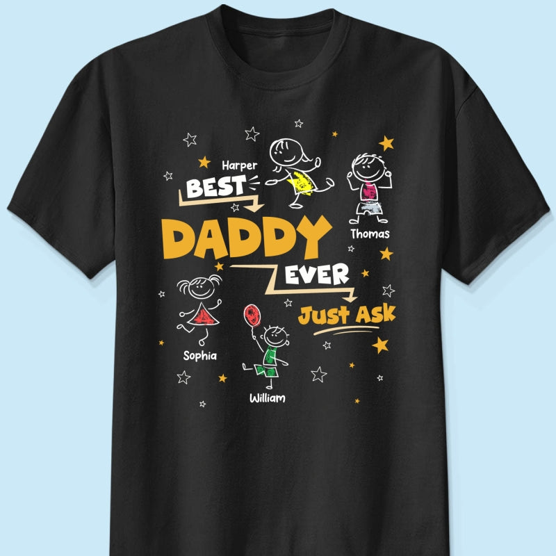 Best Dad Grandpa Ever Ask Cute Stick Kids - Personalized Shirt
