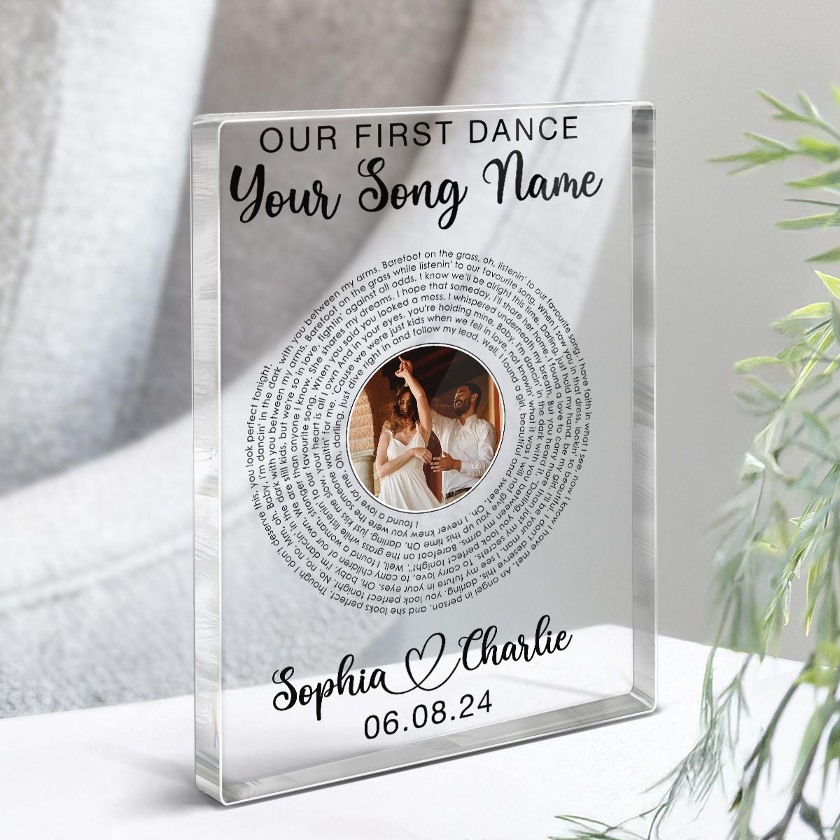 Our Favorite Song Vinyl Record Song Lyrics Art Personalized Rectangle Acrylic Plaque, Anniversary  Gift For Him, Gift For Her