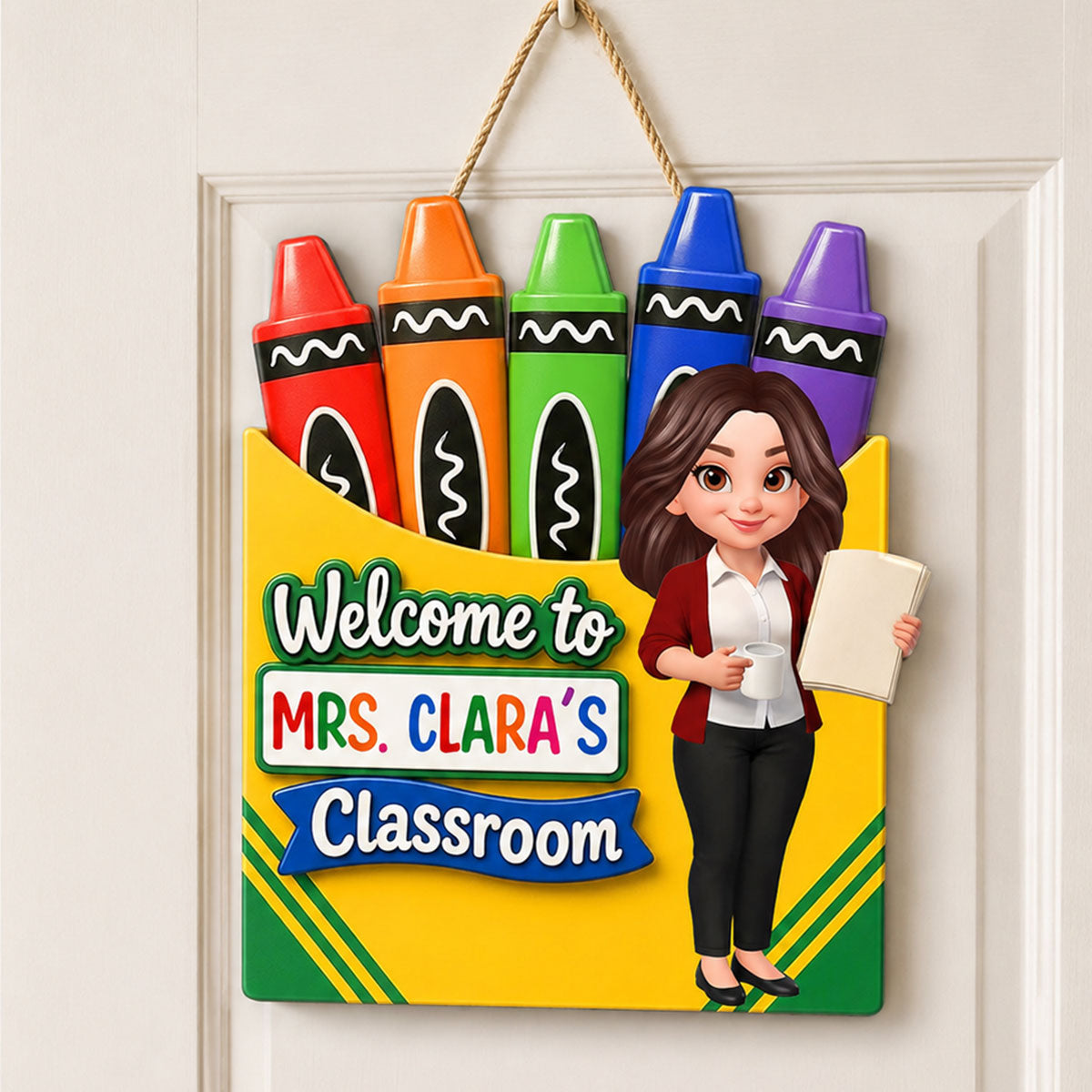 Teacher Welcome To Classroom Crayon Box - Personalized Wood Sign - Back To School Gift For Teacher, Classroom Decor
