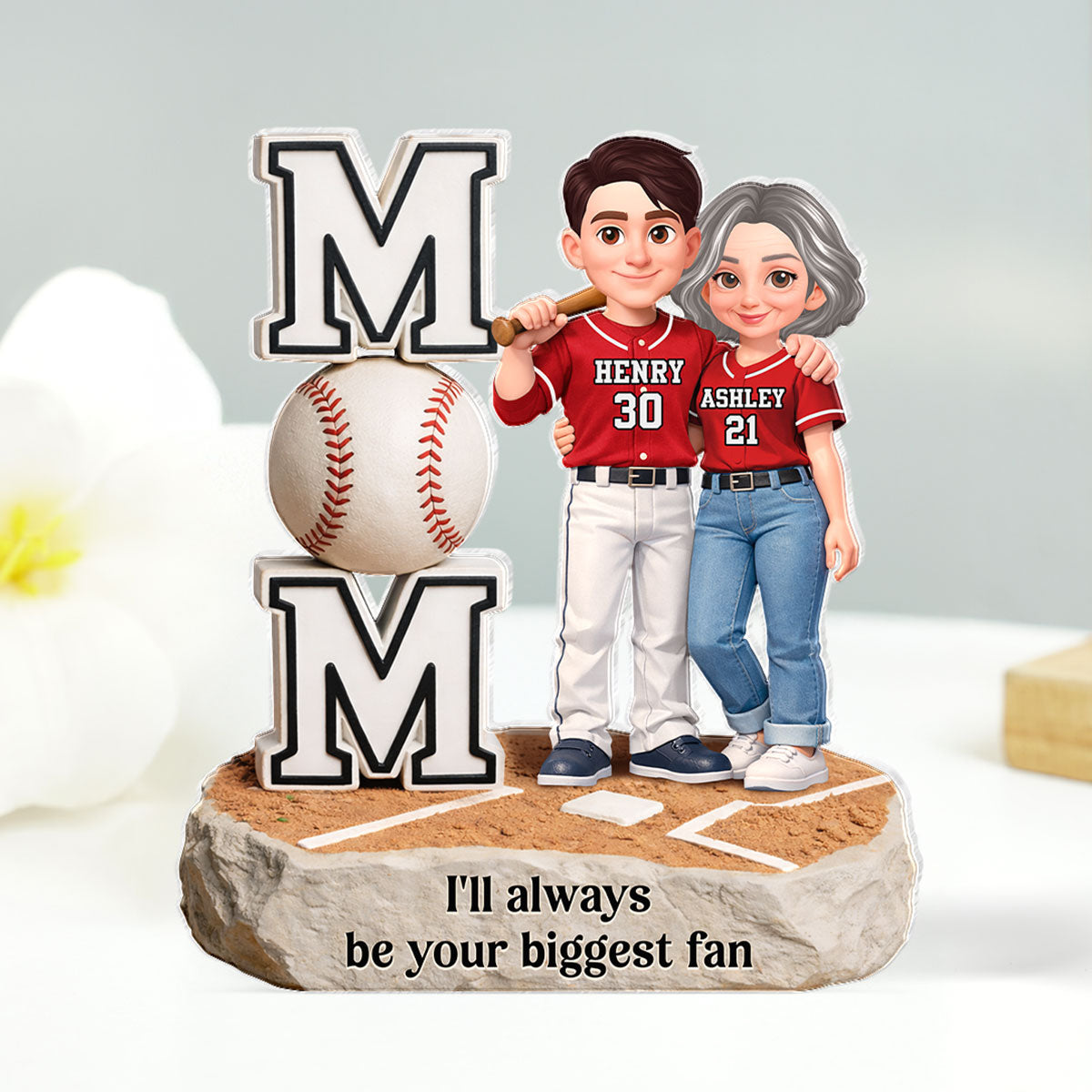 I'll Always Be Your Biggest Fan Mom Daughter Son Baseball - Personalized Acrylic Block Plaque - Heartfelt Gift For Baseball Mom