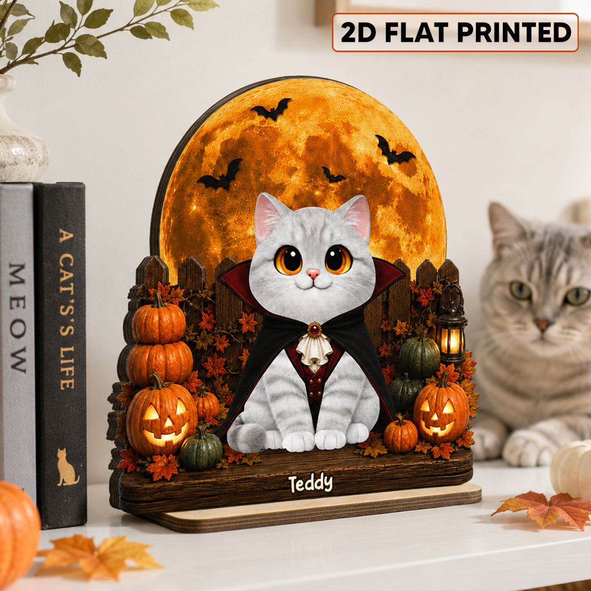 Trending Spooky Cats - Personalized 2-Layer Wooden Plaque - Halloween Gift For Cat Lovers