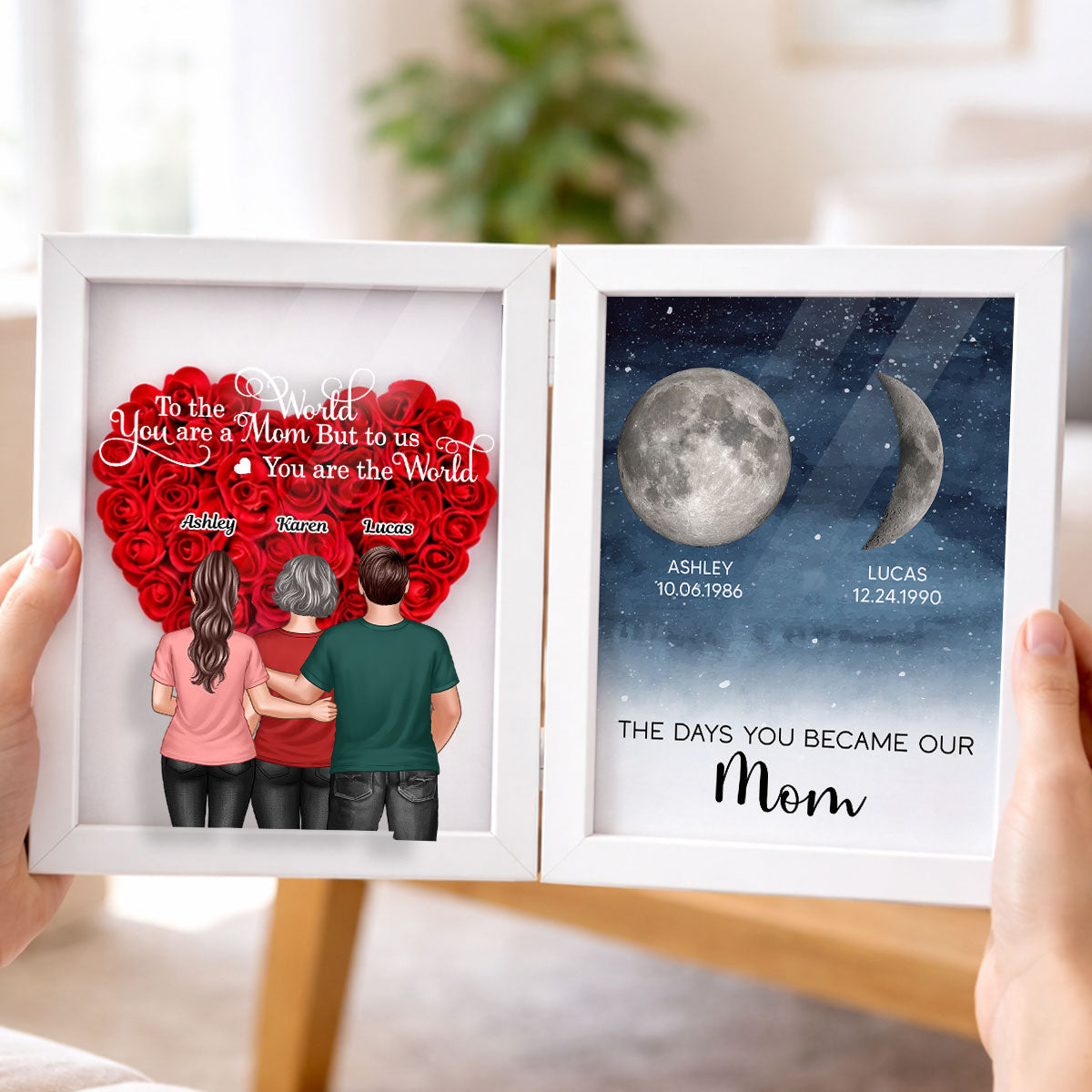 To Us You Are The World Mom - Personalized Flower Shadow Box - Heartfelt Gift For Mom