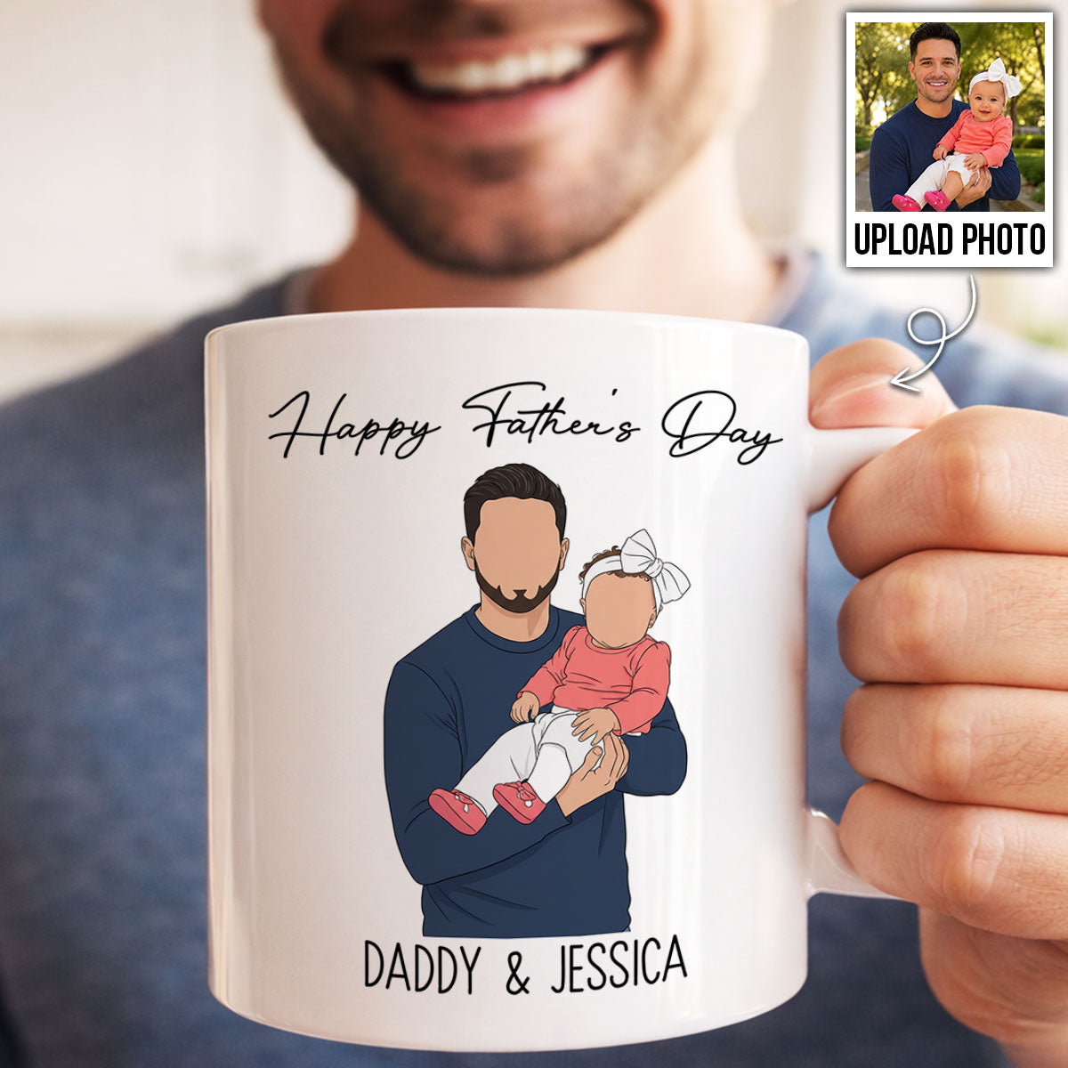 Faceless Portrait Style Best Dad Ever - Personalized Mug - Father's Day Gift For Dad, Husband