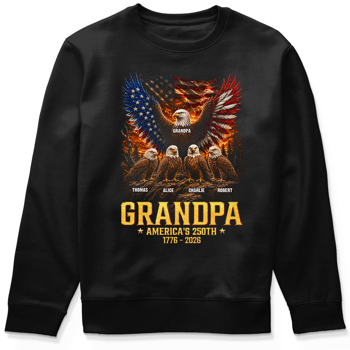 Eagle Grandpa America USA 250th Anniversary - Personalized Shirt - Father's Day Gift For Grandpa, Dad