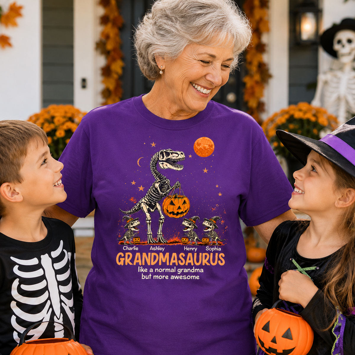 Spooky Grandmasaurus - Personalized Shirt - Halloween Gift for Grandma, Mom