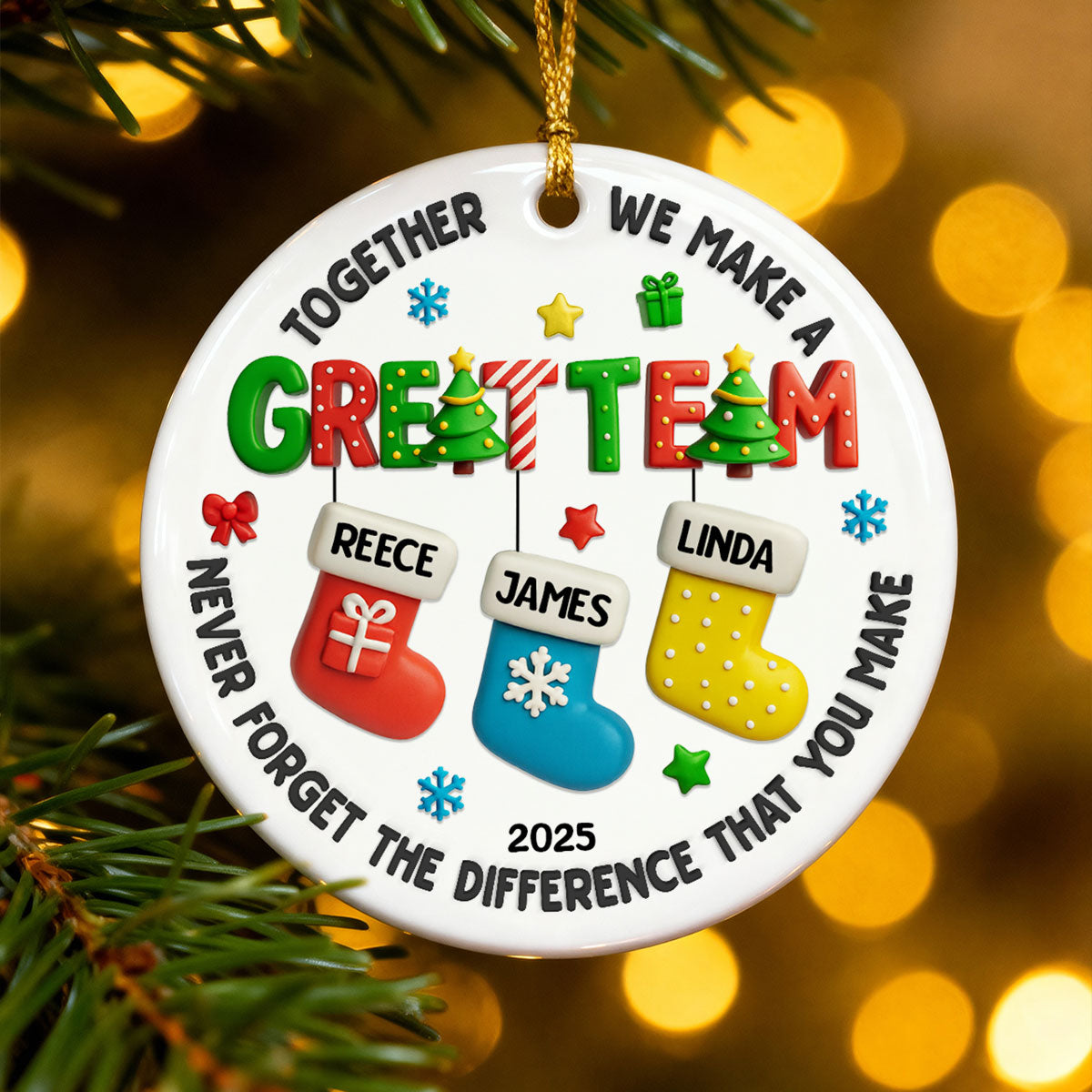 Together We Make A Great Team - Personalized Ceramic Ornament - Christmas Gift for Coworker