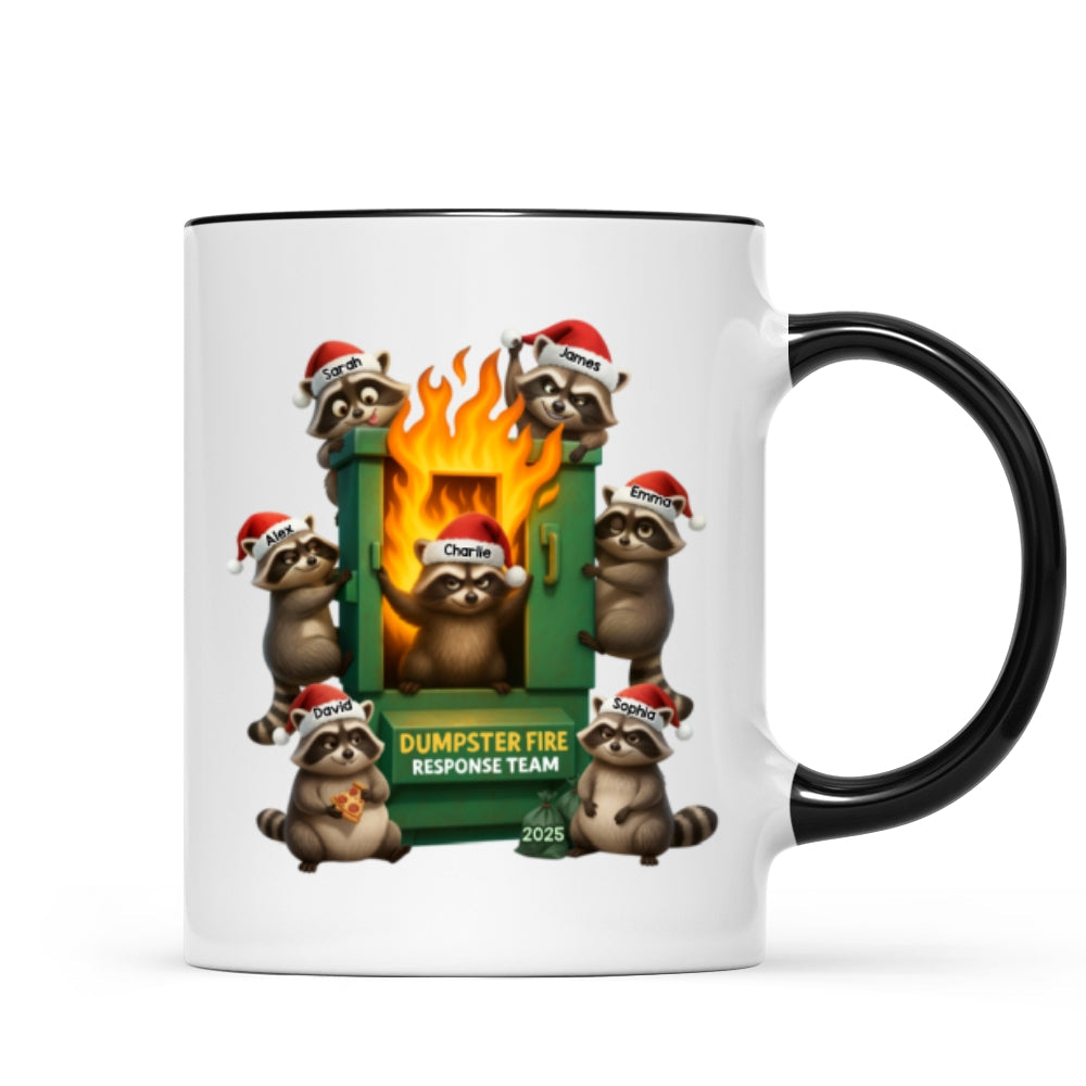 Cunning Raccoon Office Chaos Dumpster Fire Response Team - Personalized Mug - Funny Holiday Gift for Coworkers