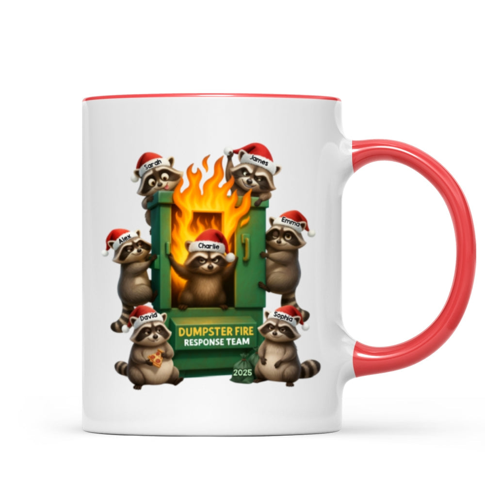 Cunning Raccoon Office Chaos Dumpster Fire Response Team - Personalized Mug - Funny Holiday Gift for Coworkers