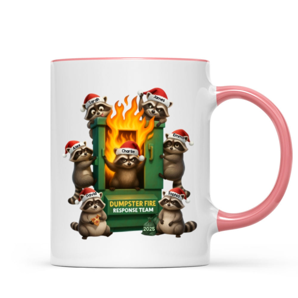 Cunning Raccoon Office Chaos Dumpster Fire Response Team - Personalized Mug - Funny Holiday Gift for Coworkers