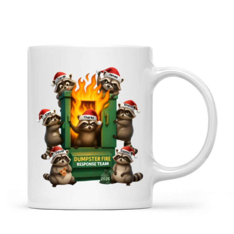 Cunning Raccoon Office Chaos Dumpster Fire Response Team - Personalized Mug - Funny Holiday Gift for Coworkers
