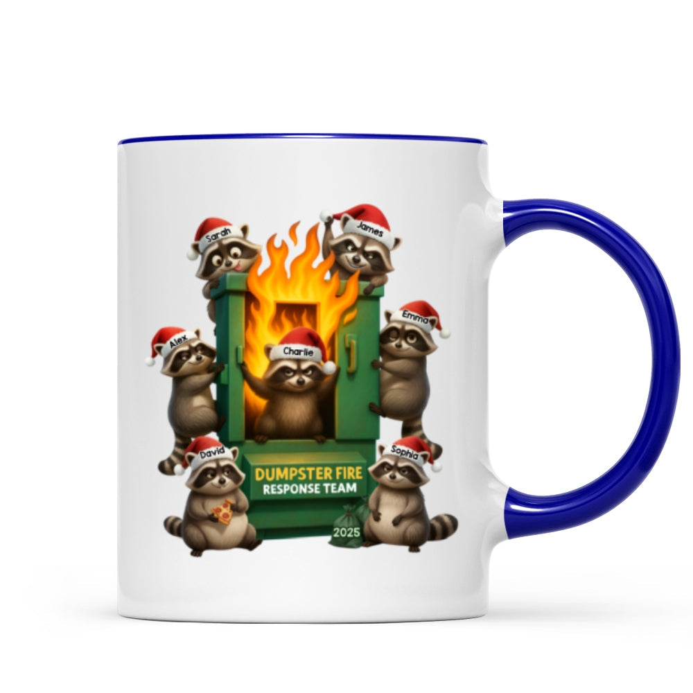 Cunning Raccoon Office Chaos Dumpster Fire Response Team - Personalized Mug - Funny Holiday Gift for Coworkers