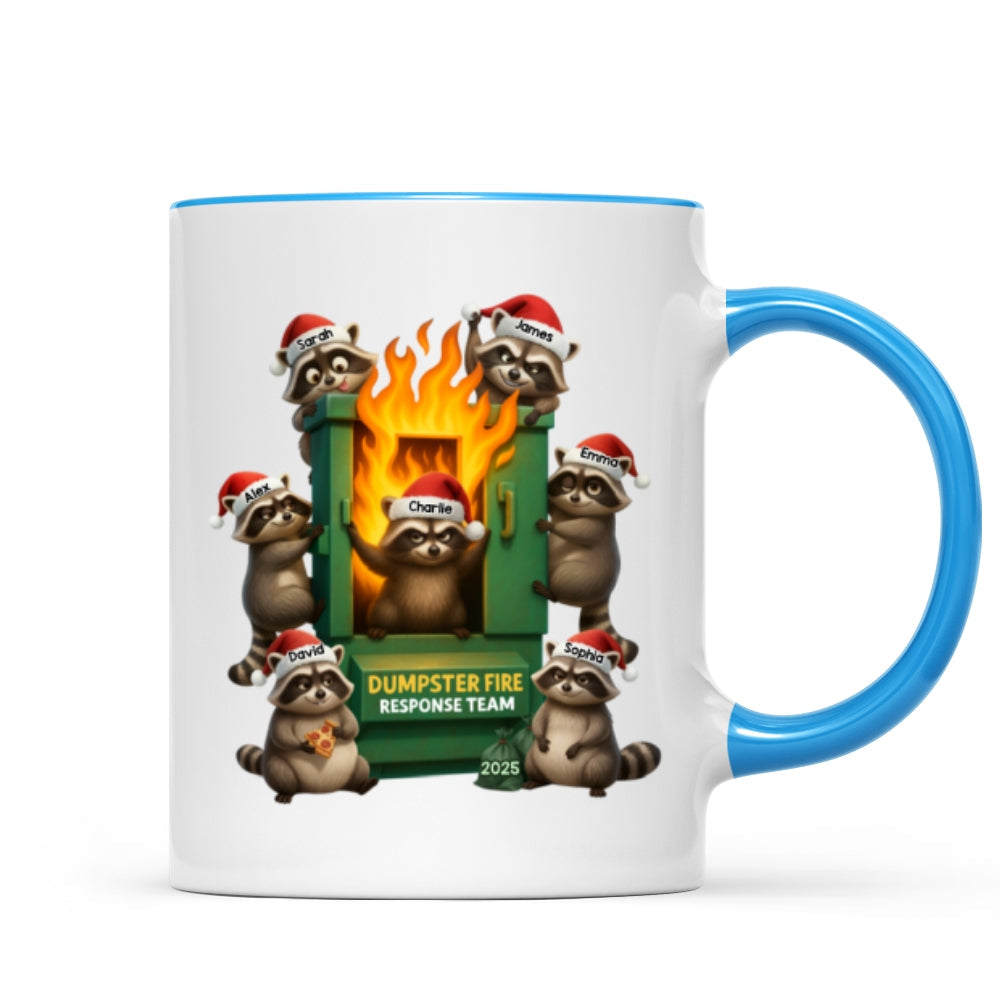Cunning Raccoon Office Chaos Dumpster Fire Response Team - Personalized Mug - Funny Holiday Gift for Coworkers