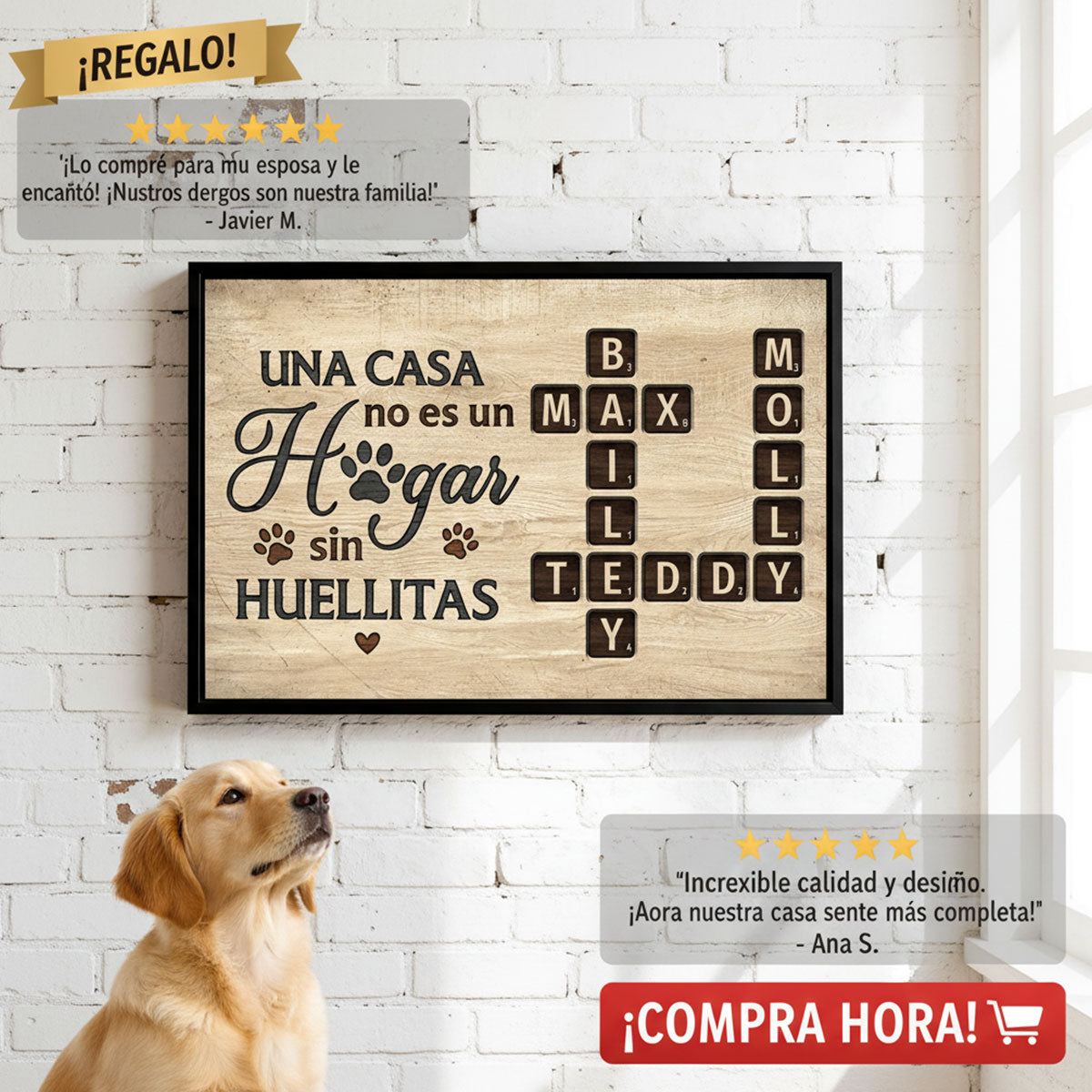 Una Casa No Es Un Hogar Sin Huellitas Crossword Puzzle Art - Personalized Poster - Spanish Version Home Decor For Pet Lovers