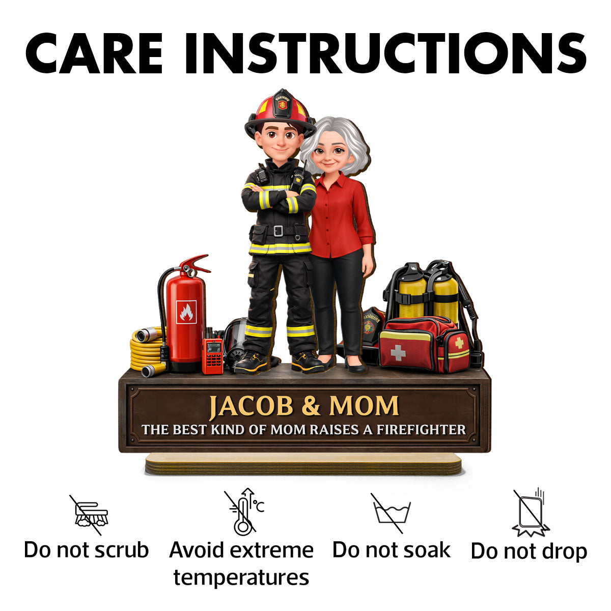 The Best Kind Of Mom Raises A Firefighter - Personalized 2-Layered Wooden Plaque - Heartfelt Gift For Firefighter Mom