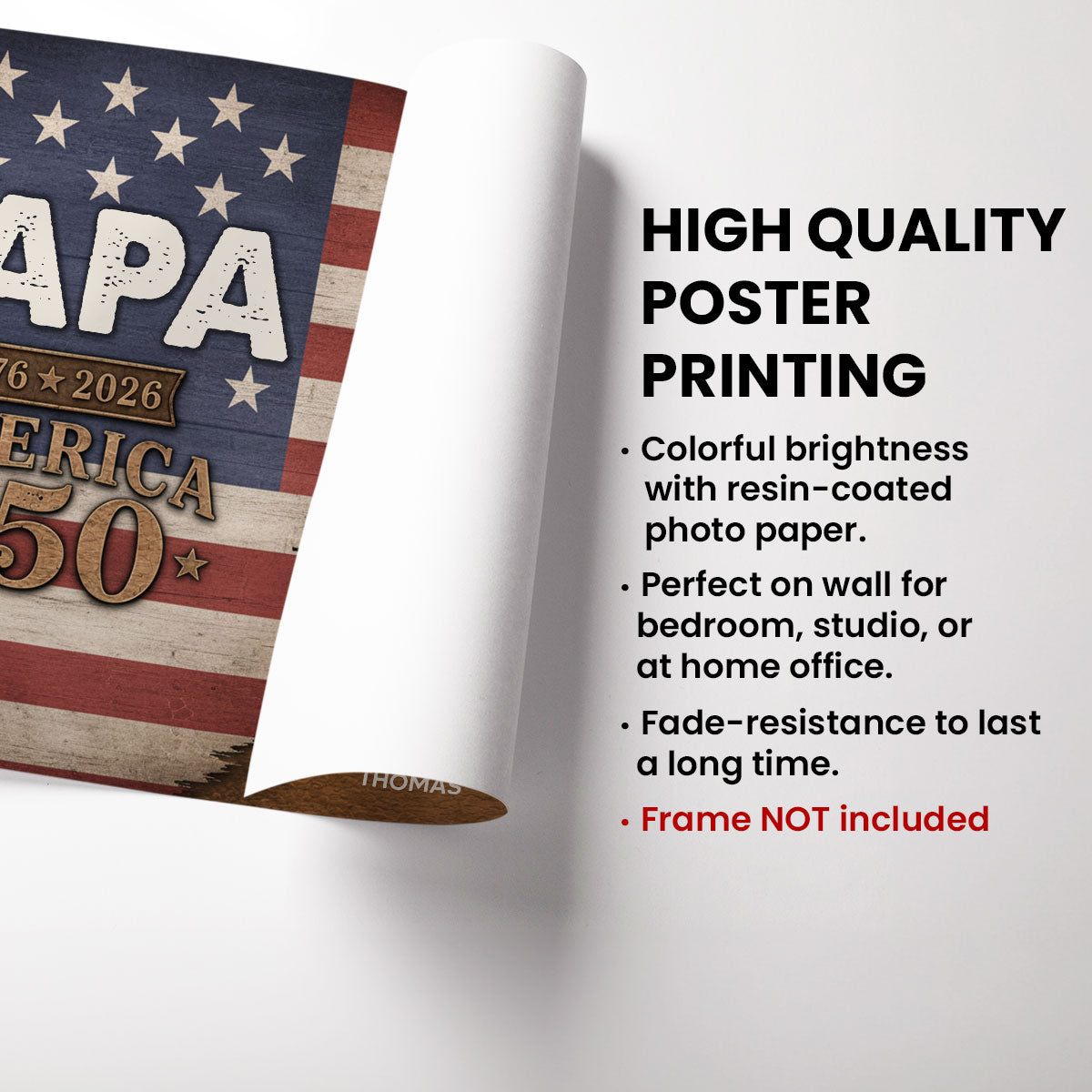 Papa Nation Flag America 250th Anniversary - Personalized Poster - 250 Years Of Freedom Celebration - Father's Day Gift For Husbands, Dads, Grandpas