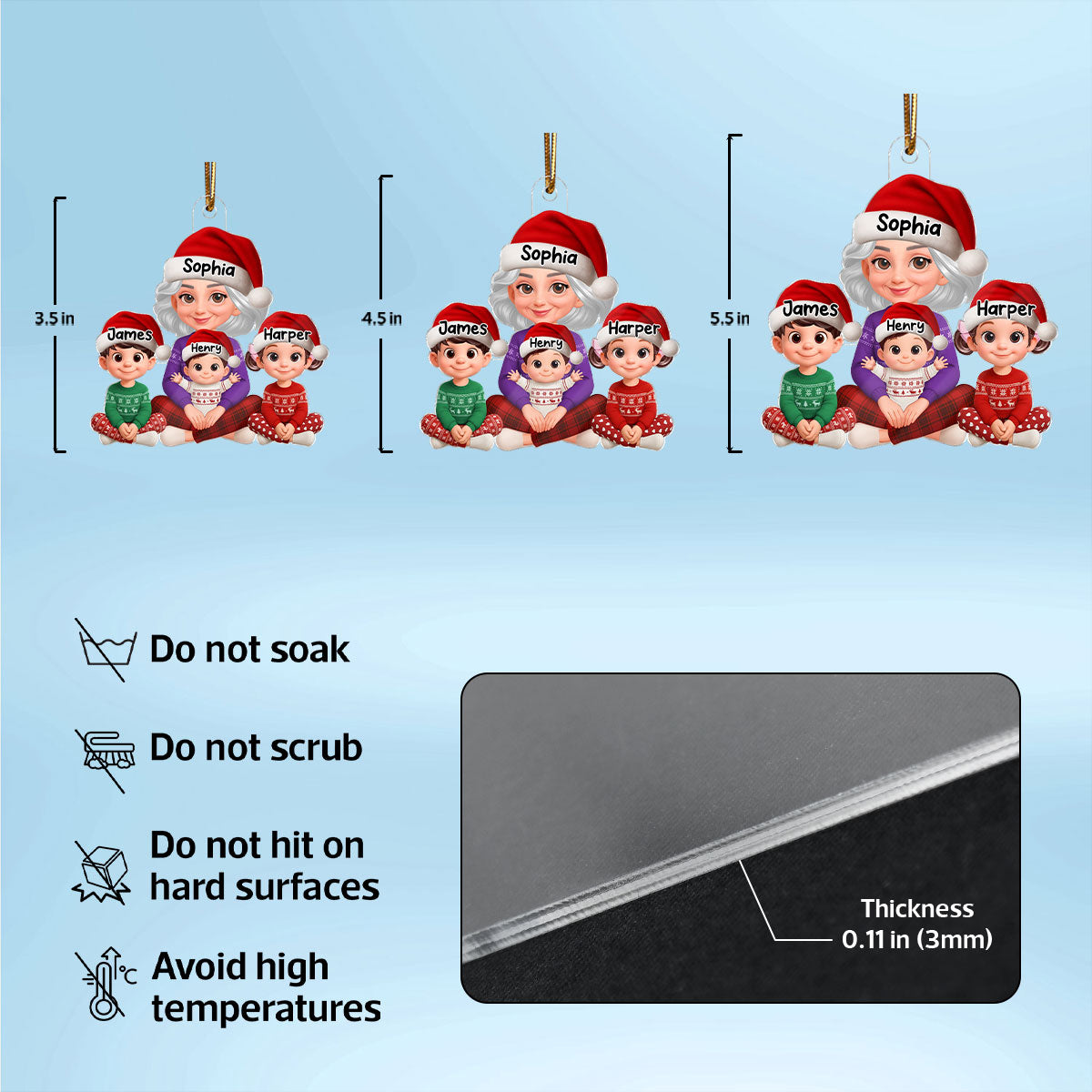 Heartwarming Grandma Grandkids Happy Together - Personalized Acrylic Ornament - Gift For Grandma, Grandkids