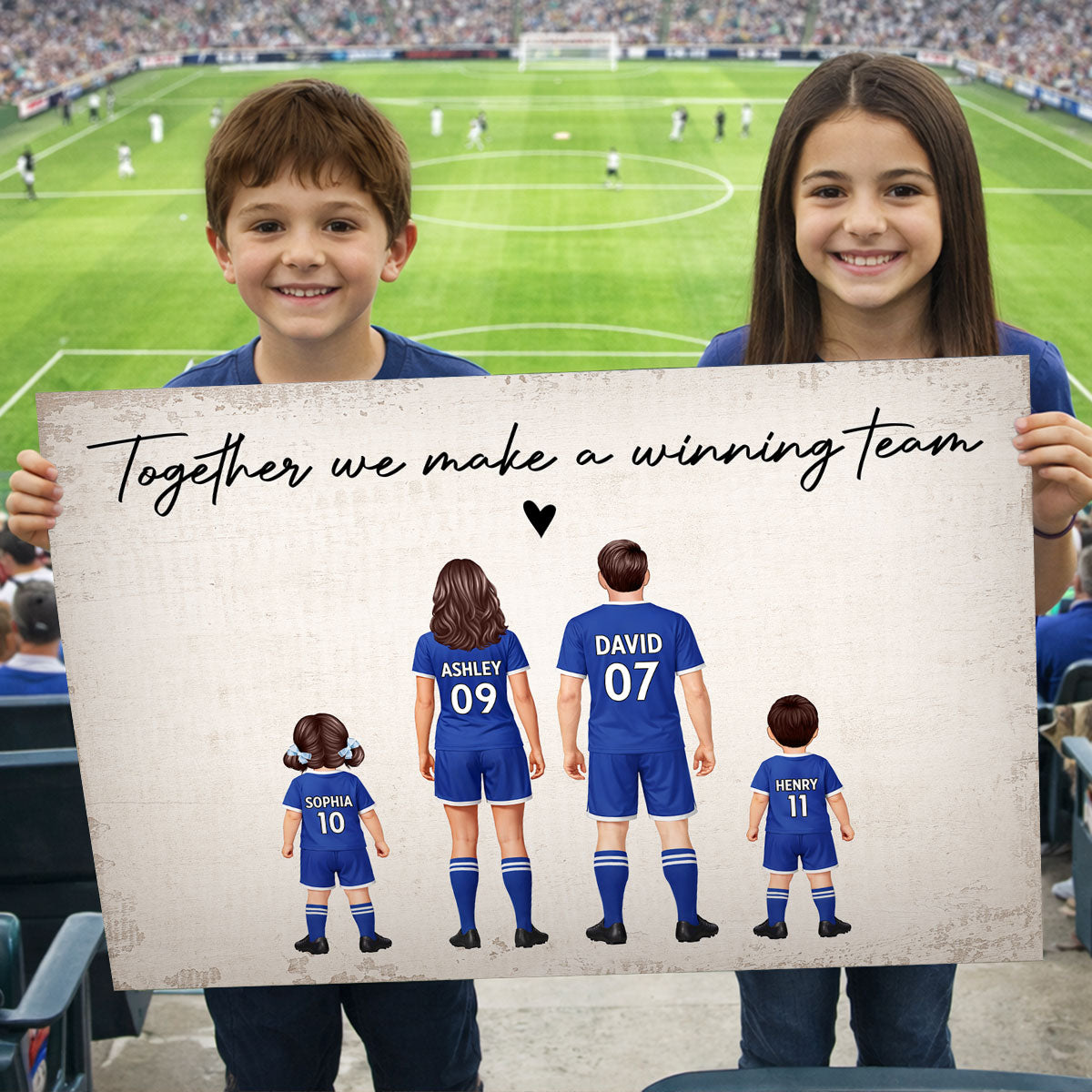 Family Dream Team Football - Personalised Poster - Gift For Football Mum, Dad