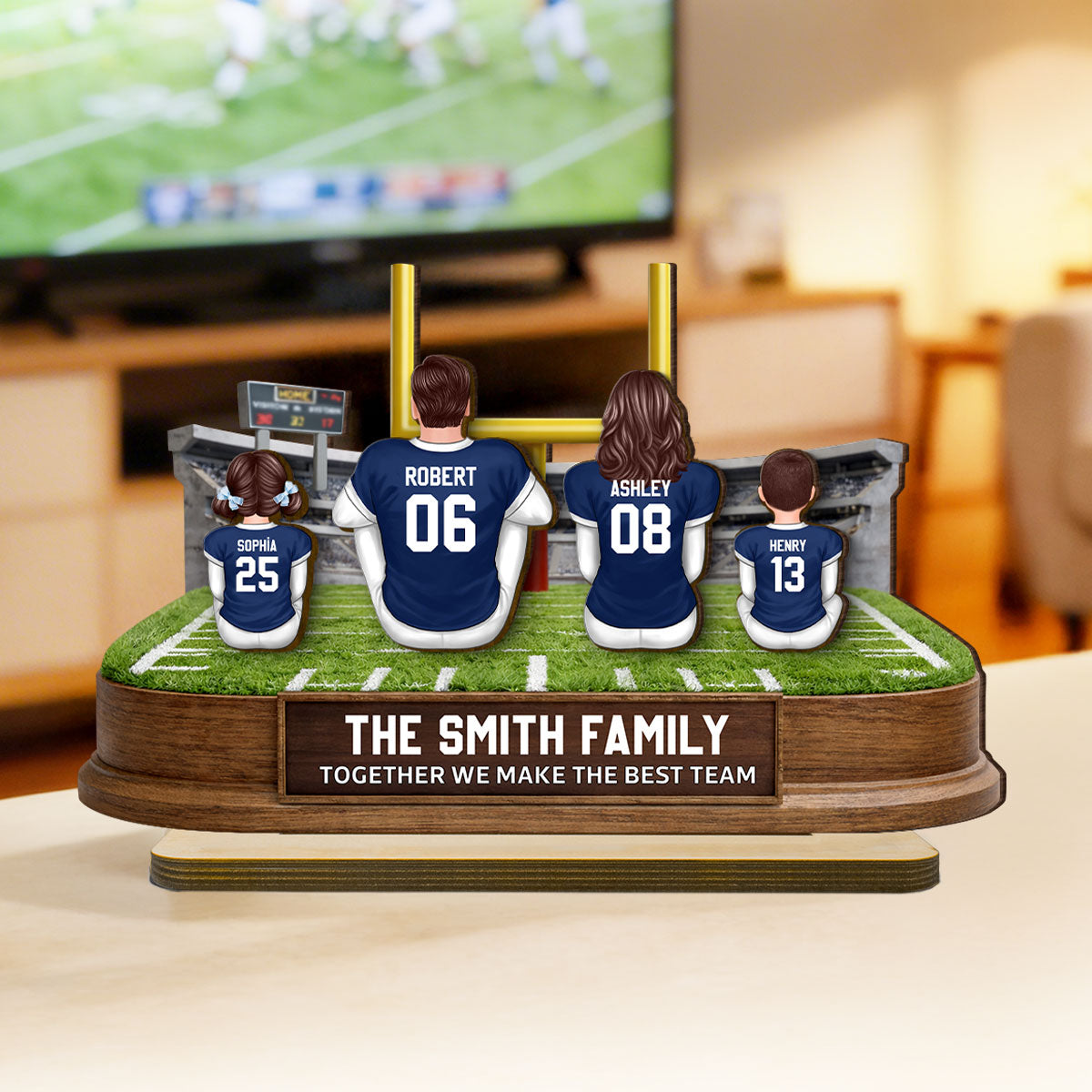 Together We Make A Winning Team Football Family - Personalized 2-Layered Wooden Plaque - Gift For Mom, Dad, Family