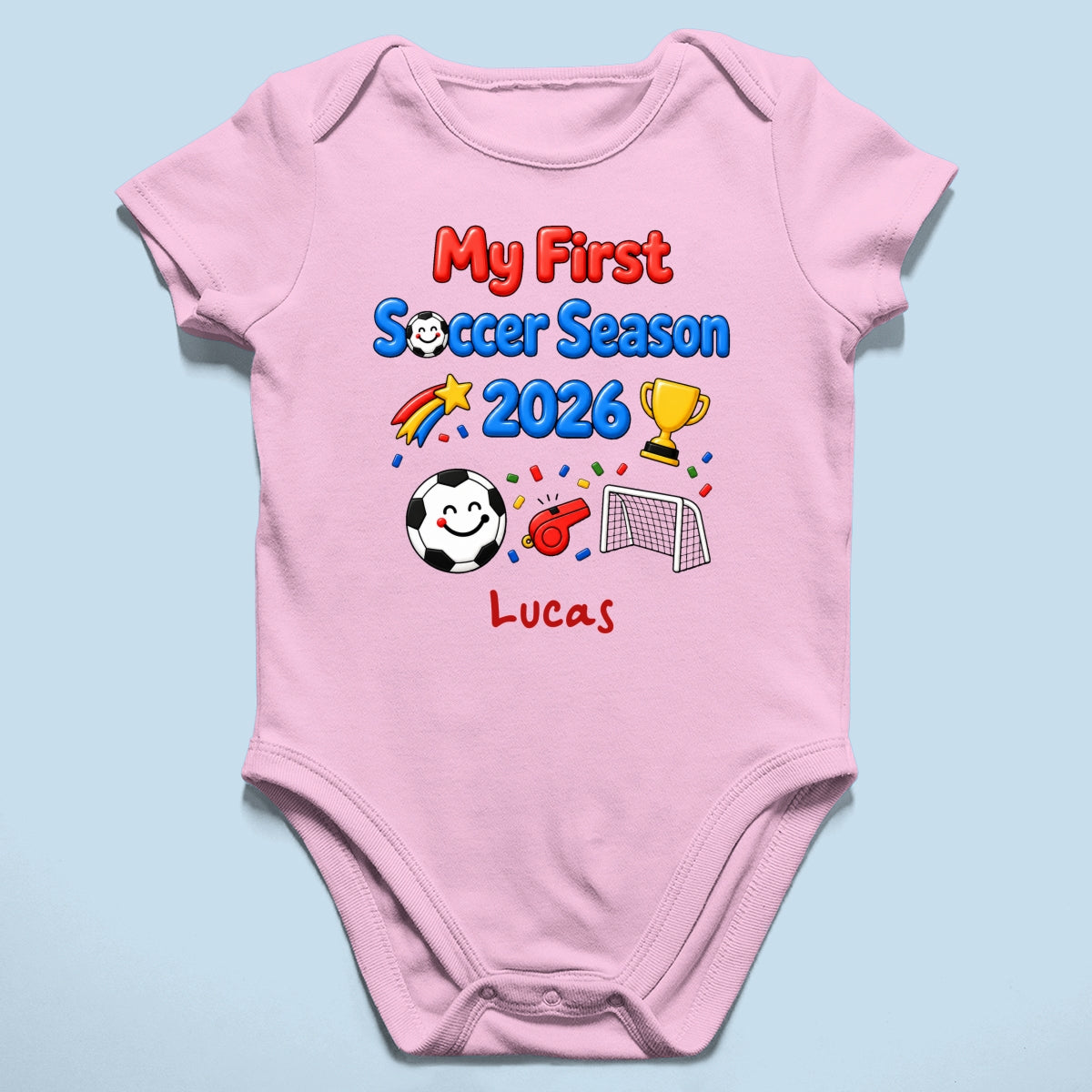 My First Soccer Season 2026 Baby Custom Name - Personalized Baby Apparel - 2026 Soccer World Champion Keepsake For Baby