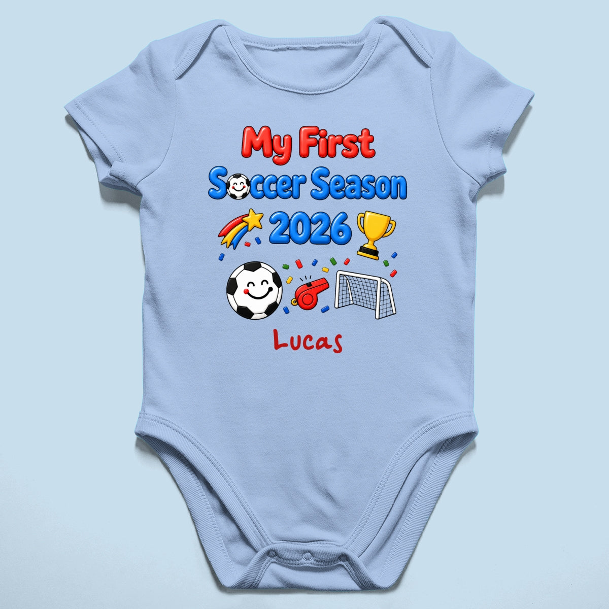My First Soccer Season 2026 Baby Custom Name - Personalized Baby Apparel - 2026 Soccer World Champion Keepsake For Baby