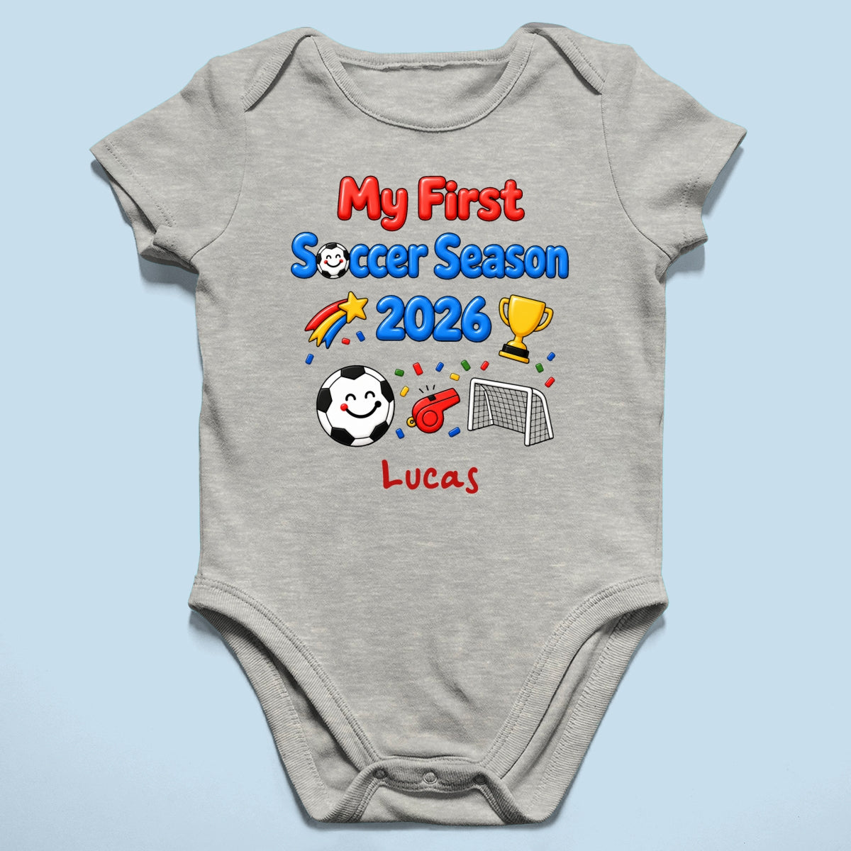 My First Soccer Season 2026 Baby Custom Name - Personalized Baby Apparel - 2026 Soccer World Champion Keepsake For Baby