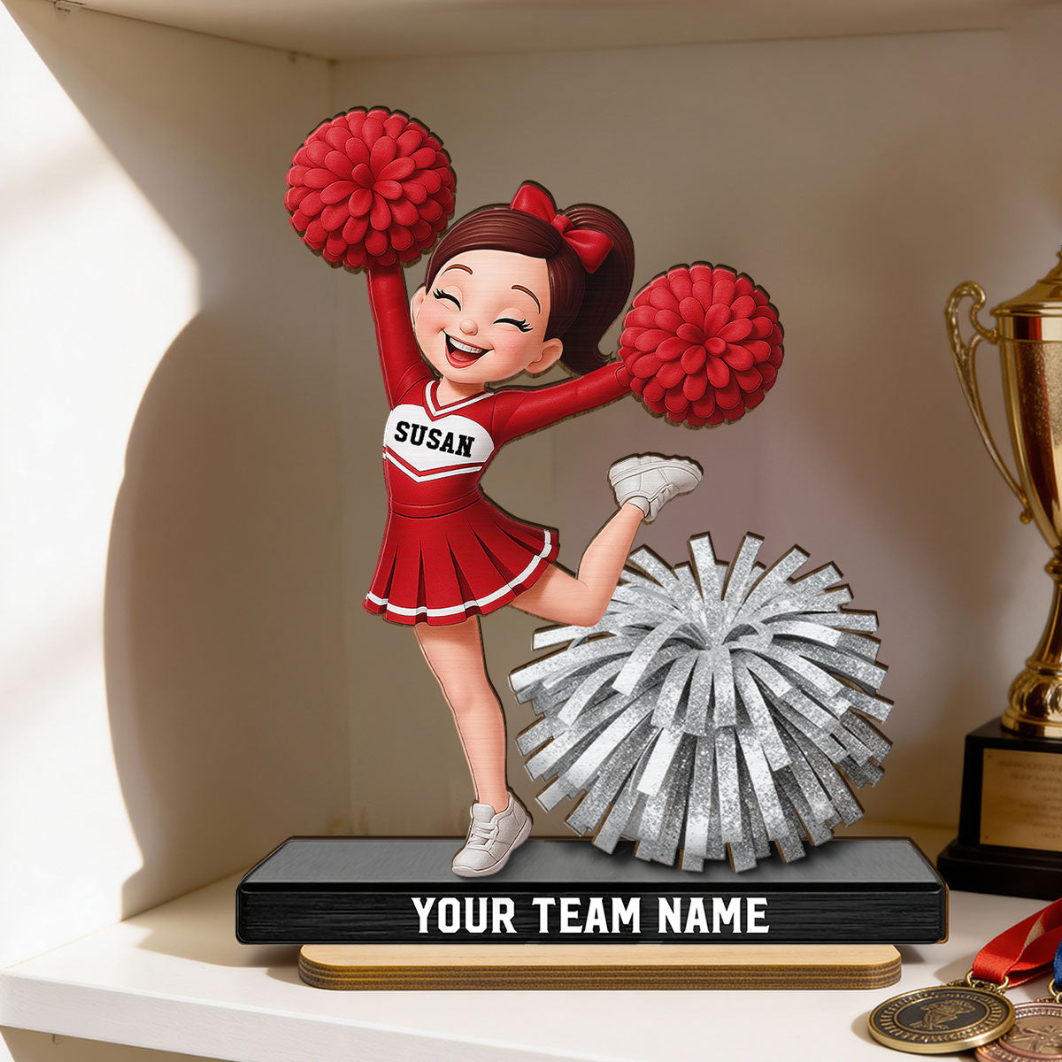 Proud Cheerleader - Personalized 2-Layered Wooden Plaque - Gift For Cheerleaders