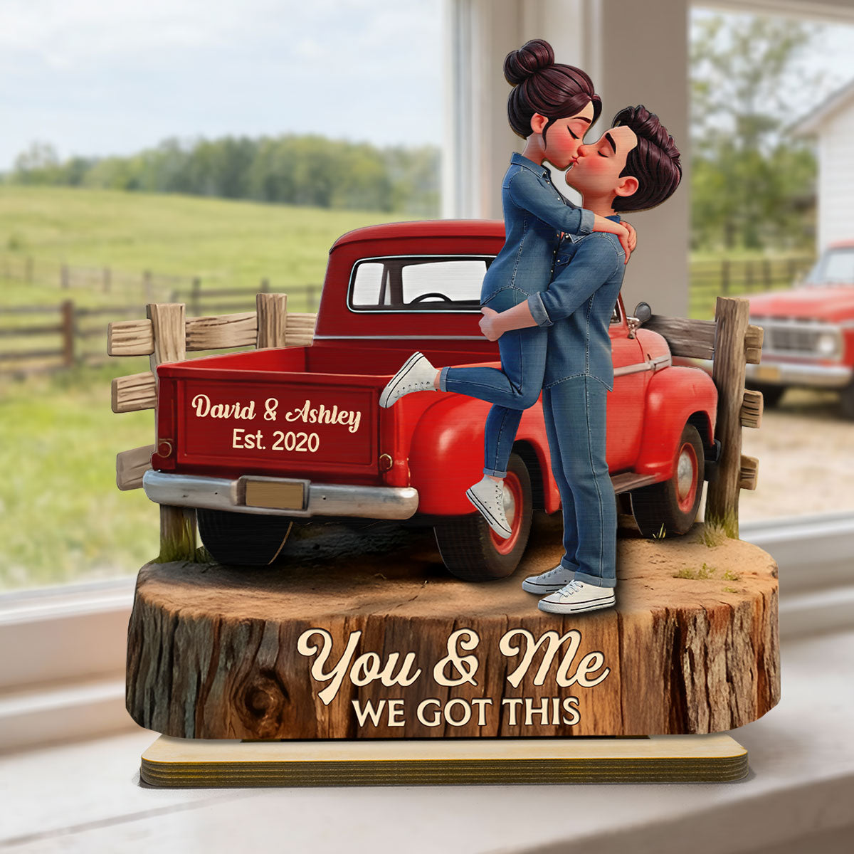 Romantic Couple Pickup Truck You & Me We Got This - Personalized 2-Layered Wooden Plaque - Gift For Couple, Farmhouse Decor