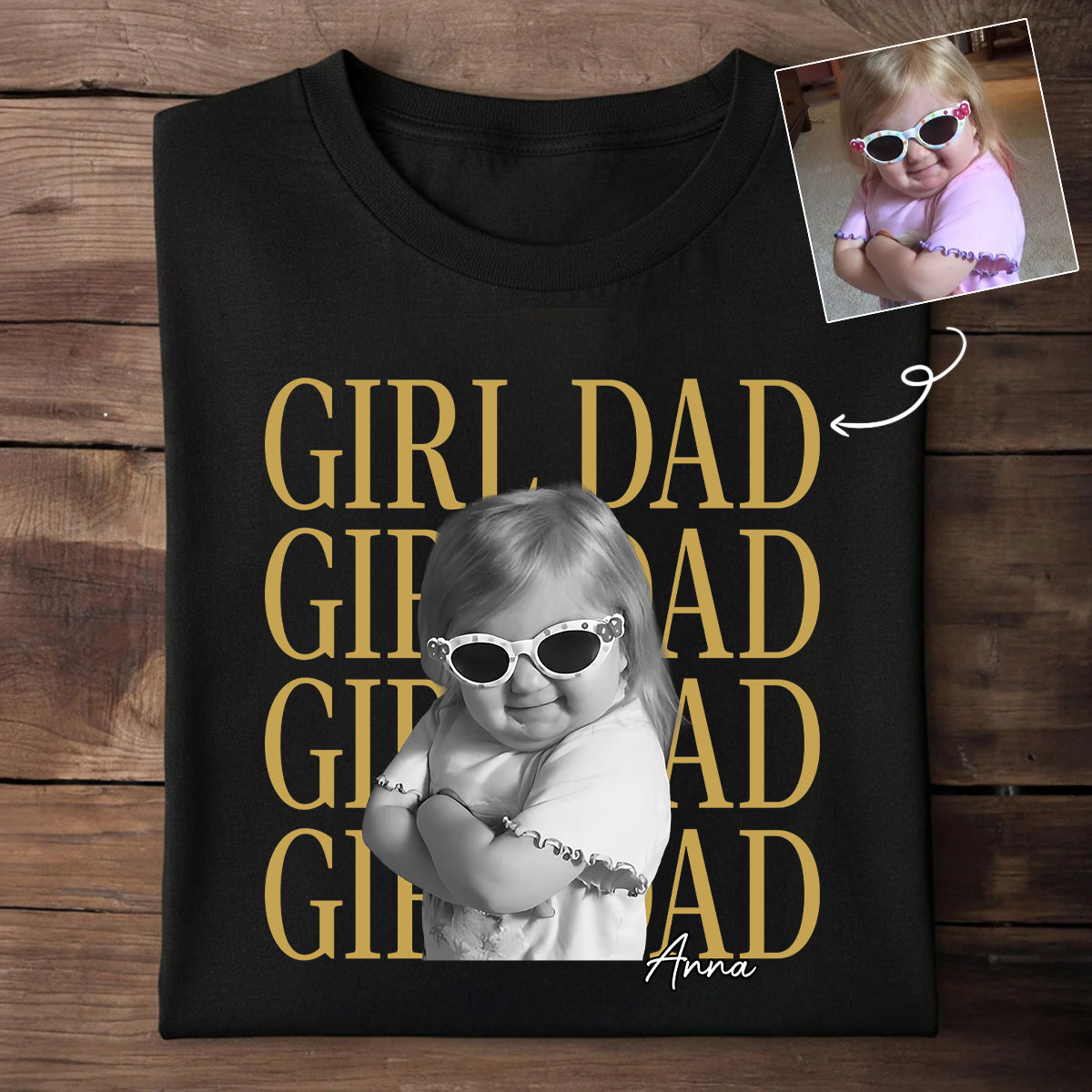 Personalized Vintage Photo Girl Dad Boy Dad - Personalized Shirt - Father's Day Gift for Dad, Husband