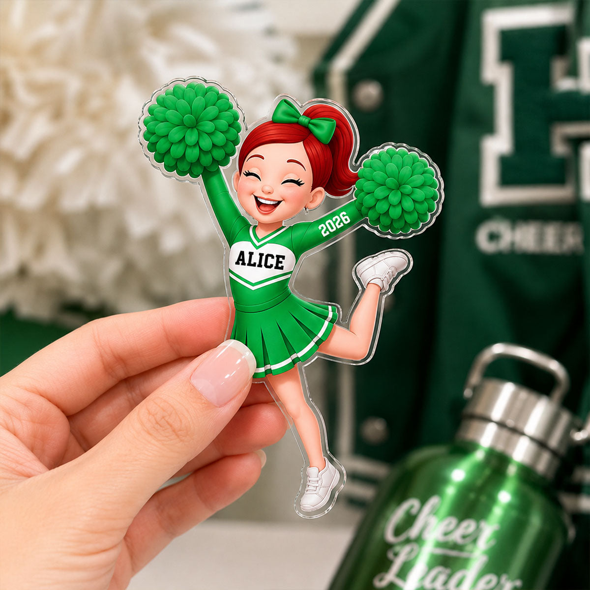 Cheerleader Girl - Personalized Acrylic Locker Magnet - Back To School Gift For Daughters, Granddaughters, Teenagers, Teen Girl