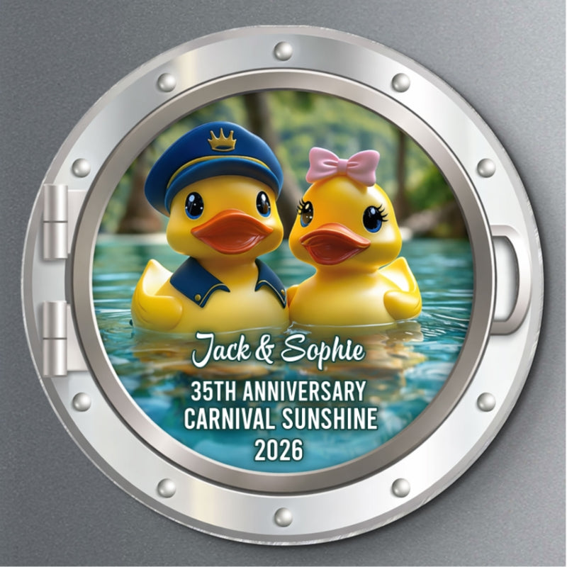 Rubber Duck Couple Anniversary Cruise - Personalized Cruise Door Acrylic Magnet - Cruise Trip Keepsake