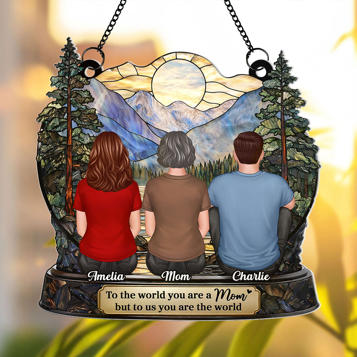 Mom to Us You Are the World - Personalized Acrylic Window Hanging Suncatcher - Heartfelt Mother's Day Gift for Mom, Wife
