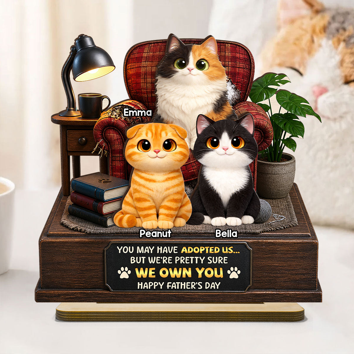 Pretty Sure We Own You - Personalized 2-Layered Wooden Plaque - Funny  Gift for Cat Dad