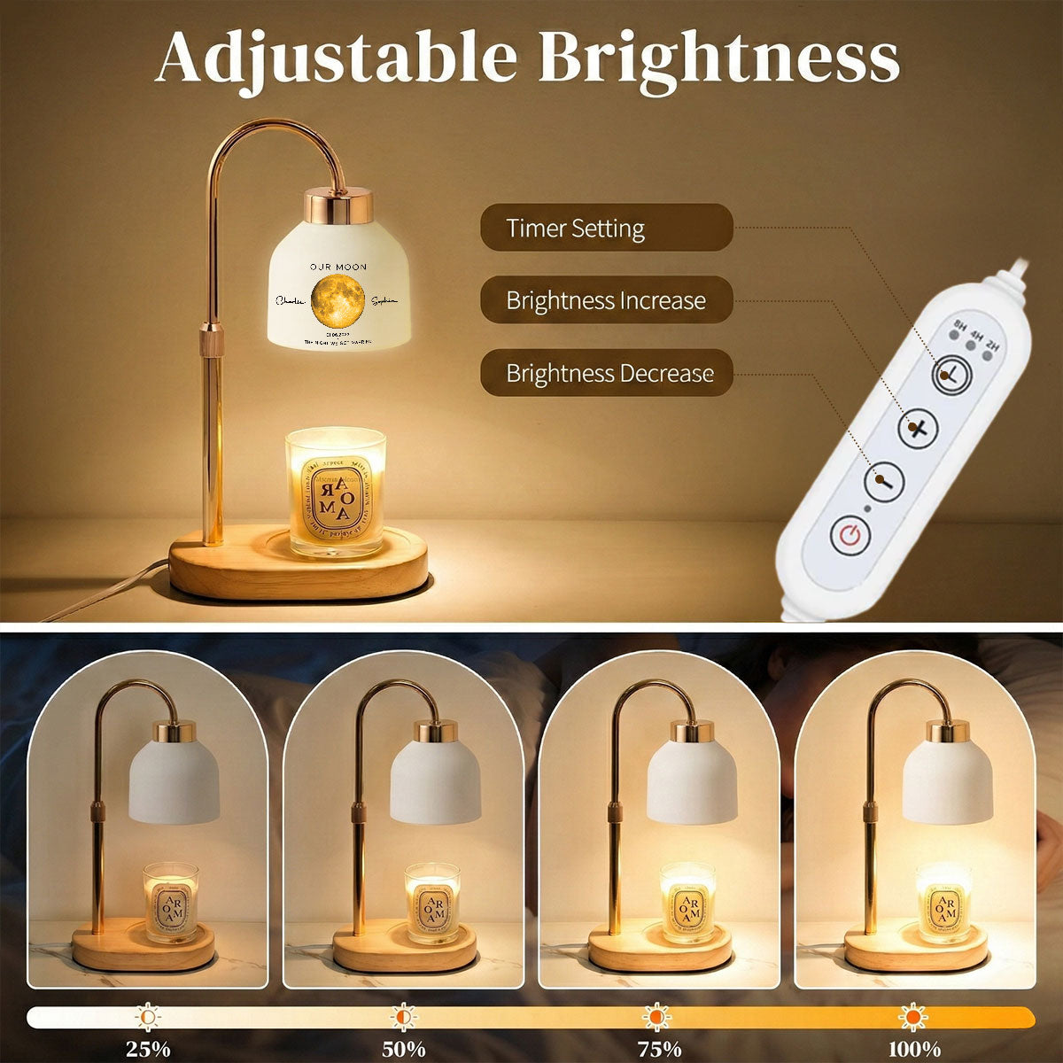 Our Moon Special Day Custom Moon Phase - Personalized Candle Warmer Lamp - Anniversary Gift For Wife, Gift for Husband