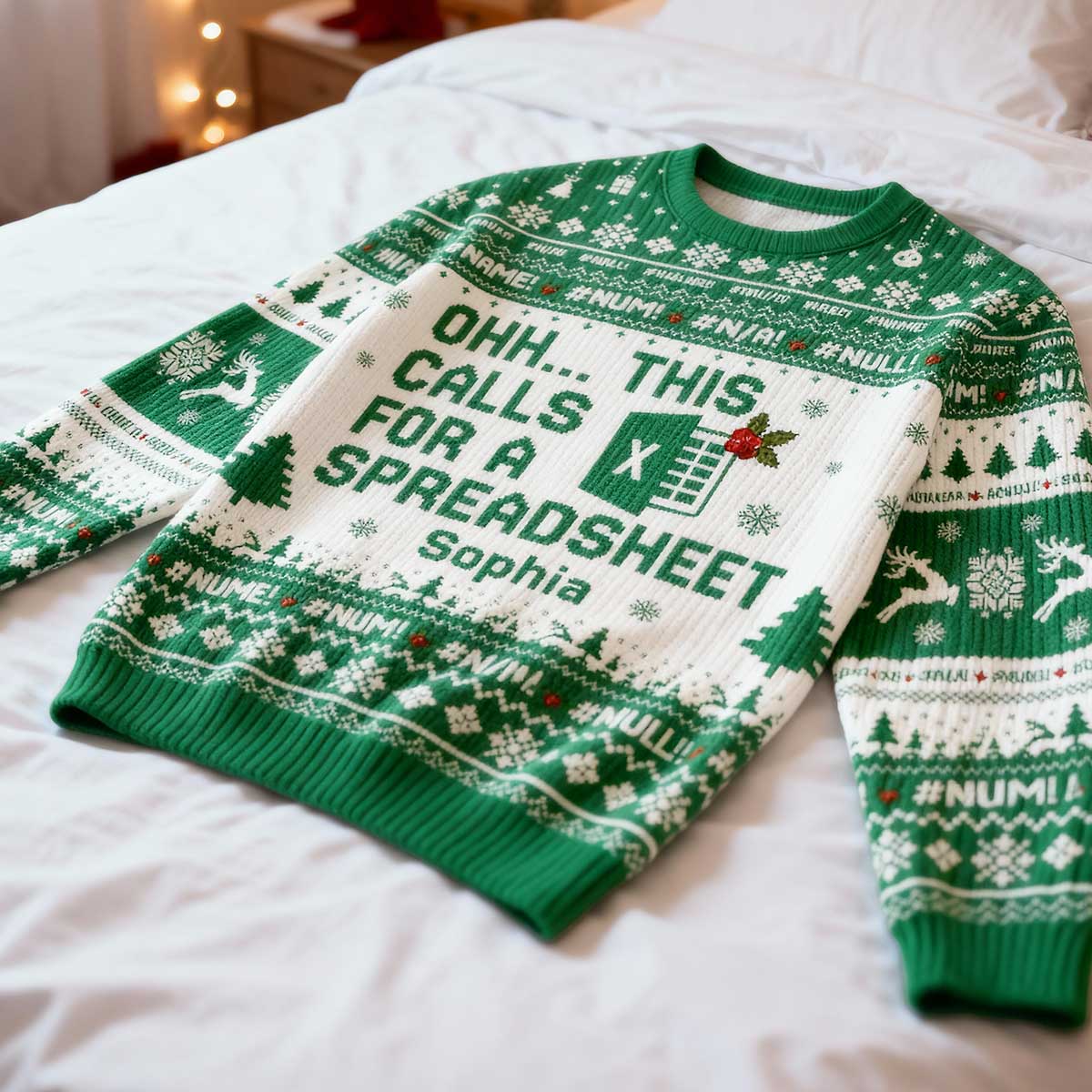 This Calls For A Spreadsheet - Personalized Faux Knitted Ugly Sweater - Funny Matching Shirt For Coworkers