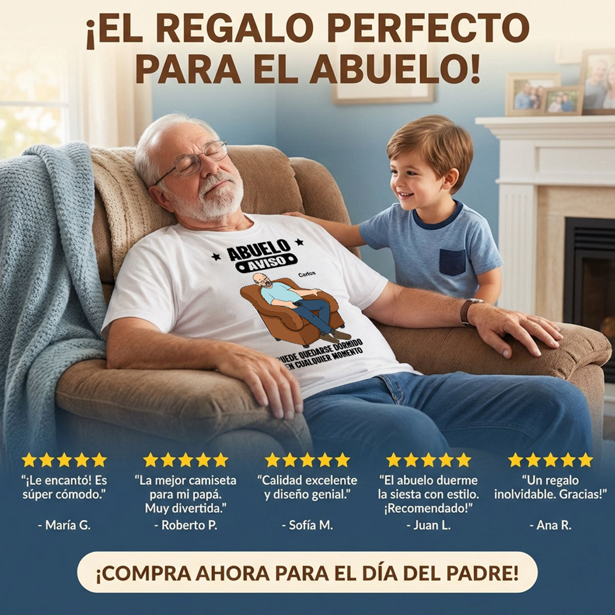 Abuelo Warning May Nap Suddenly At Any Time - Personalized Shirt - Spanish Version Funny Father's Day Gift For Husband, Dad, Grandpa