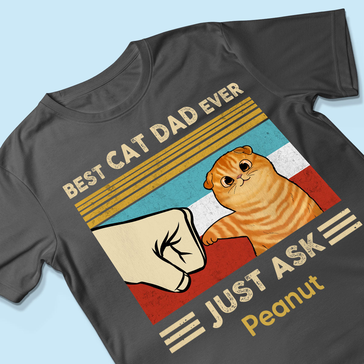 Custom Cat Fist Bump - Personalized Shirt - Perfect Gift for Cat Dads, Father's Day Gift for Husband, Gift for Him