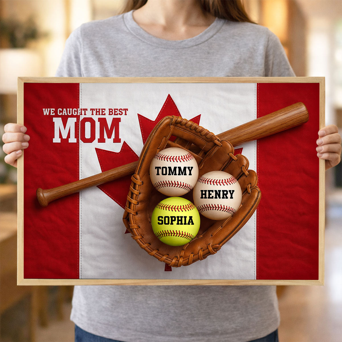 We Caught The Best Mom Nation Flag - Personalized Poster - Gift For Baseball Mom, Gift For Wife